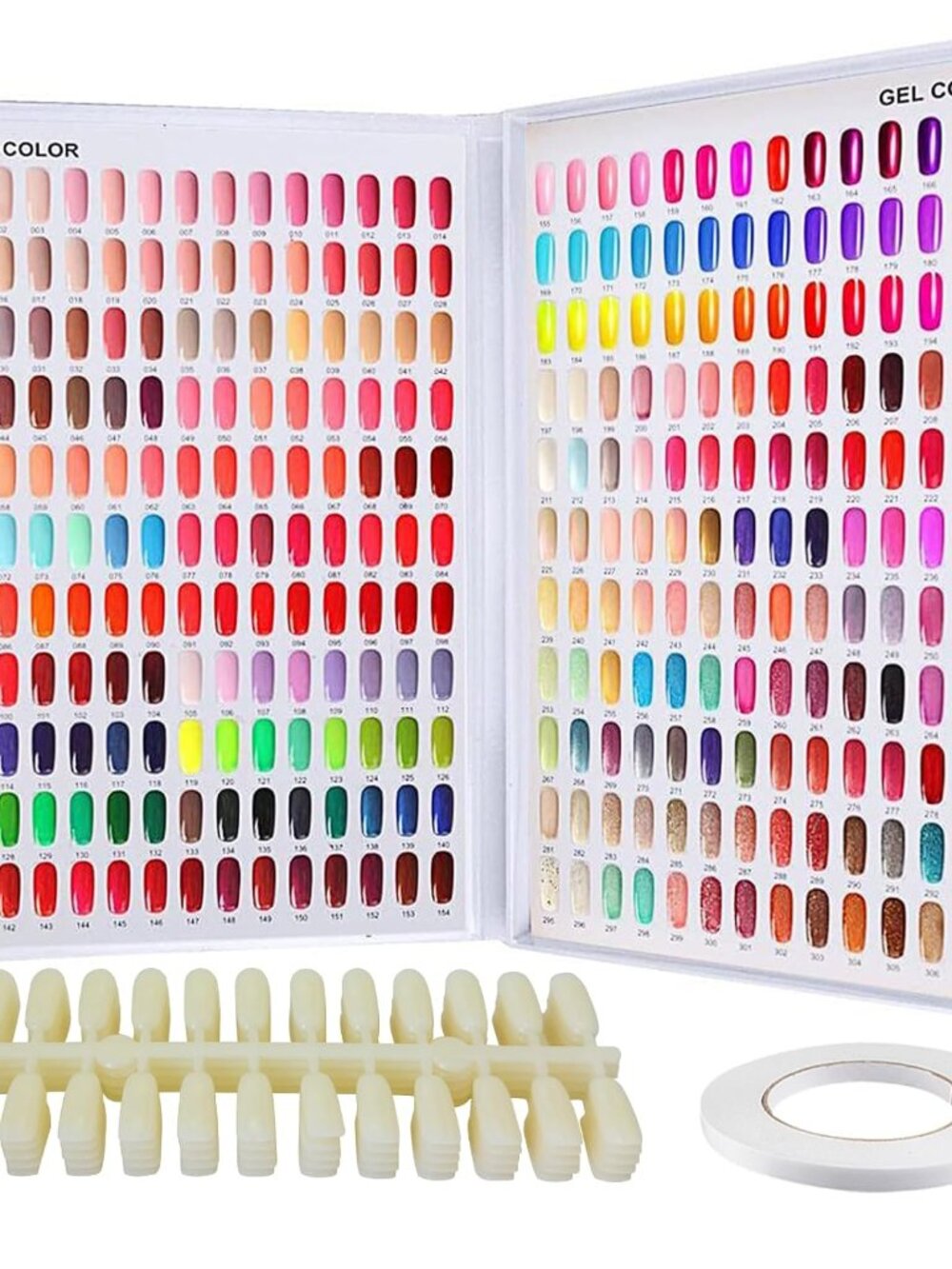 308 Grids Nail Color Display Book for Swatches, Includes 360 False Tips - Profes